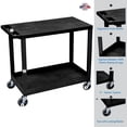 thumbnail image 2 of Luxor 18" x 32" Two Shelf Combination Flat/Tub Utility Cart - Black, 2 of 4