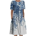 thumbnail image 2 of Robes pour Femmes Grande Taille Robe d'Été Bohème à Imprimé à Manches Courtes Robe de Plage Longueur Genou Robe à Manches Courtes en Liquidation, 2 of 5
