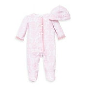 Little Me PINK MULTI Baby Girls' Damask Scroll Hat & Coverall Set, 3Mos