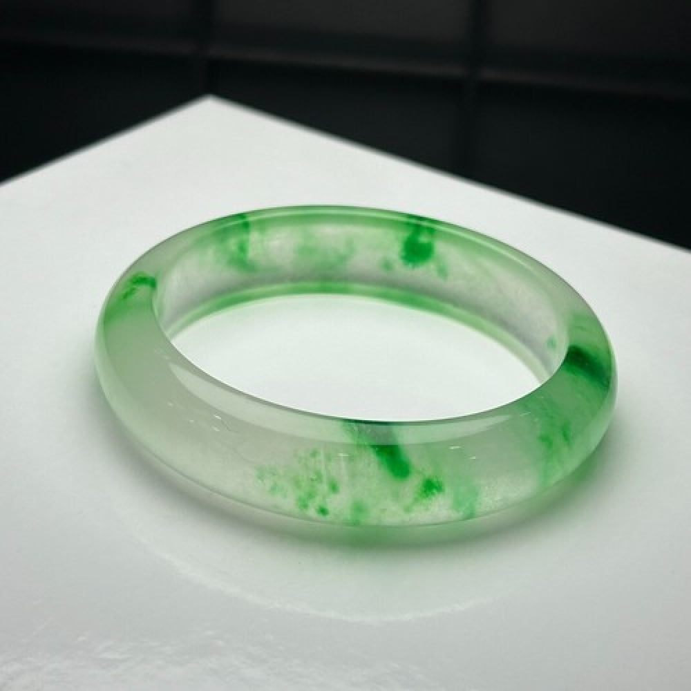 Real Natural Grade AAA Ice Green Flower Myanmar Jade jadeite bracelets