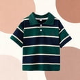 thumbnail image 4 of DAETIROS Boys Short Sleeve Striped Polo Shirt, 100% Cotton Soft Breathable, Green, Kids Casual Wear,Size 5-6 T, 4 of 6