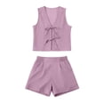 thumbnail image 6 of Women's Tie Front Vest and Shorts Set Resort Summer 2 Piece Outfit, 6 of 9