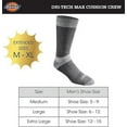 thumbnail image 3 of Dickies Men's 6 pairs Dri-Tech Max Cushion Crew Socks, Sizes 6-12, Charcoal, 3 of 3