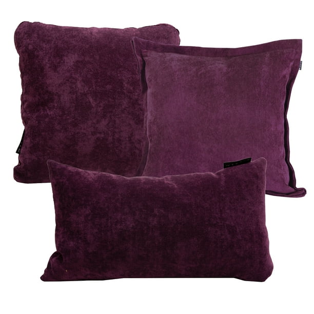 Set de 3 Cojines Decorativos Dicasa (1) Cuadrado + 1 Cuadrado Grande y 1 Rectangular Velvet Morado