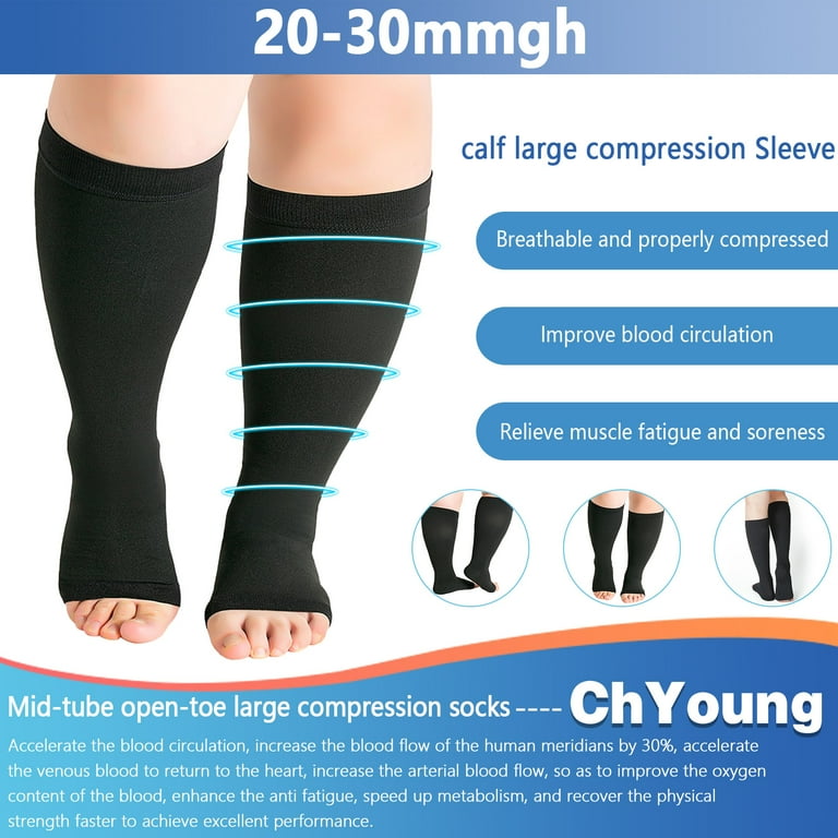 Toeless Plus Size Compression Socks Extra Wide Calf Up to 7XL - Main Image