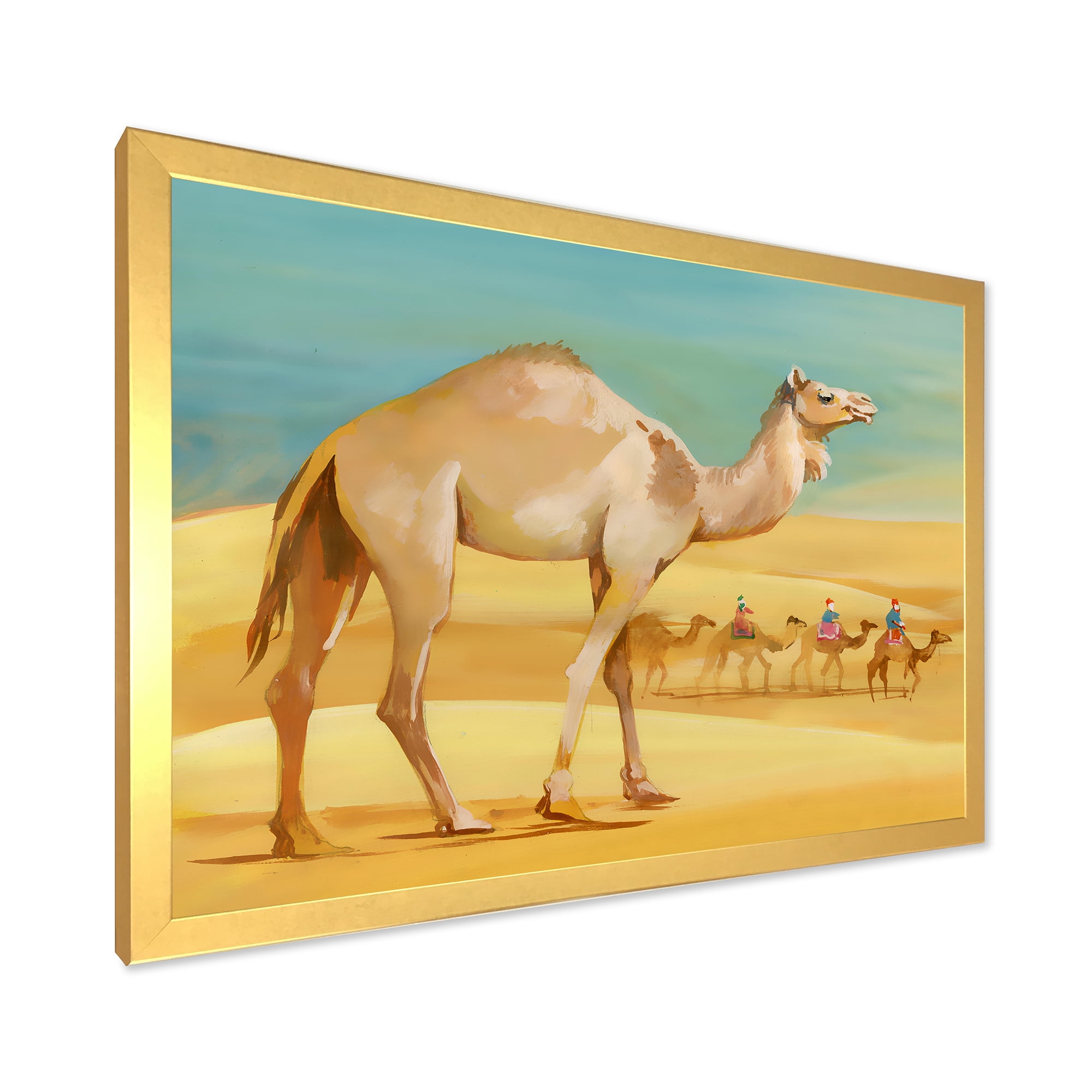 Designart 'Camels In Wild Desert I' Farmhouse Framed Art Print