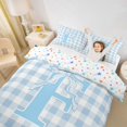 thumbnail image 3 of Catabedysis Blue Checkered Pattern Duvet Cover Queen,Personalized Letter F Queen Bedding For Girls,Colorful Stars Reversible,3-Piece,1 Duvet Cover and 2 Pillowcases, 3 of 6