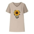 thumbnail image 4 of Ankola Womens Summer Tops 2024 Cotton Linen Plus Size V Neck Floral Ptinted Blouse Tops Casual Short Sleeve Oversized Tshirt, 4 of 4