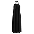thumbnail image 5 of Zynoxe Backless Dress Women Summer Halter Neck Maxi Dress Solid Color Sleeveless Smocked Flowy Beach Vacation Long Dresses for Women Black M, 5 of 7