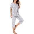thumbnail image 3 of Women's Pajama Sets 2 Piece Summer Sleepwear Ladies Pjs Short Sleeve Capri Pant With Pockets, 3 of 9