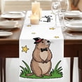 thumbnail image 3 of Table Runners 36 Inches Long Dress Scarves, Groundhog Day Farmhouse Kitchen/Dining Table Runner, Short Coffee Tablerunners, Spring Botanical Star Yellow 13x36 Inch, 3 of 9