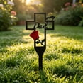 thumbnail image 6 of Lypsnake Personalized Dad Memorial Cross Stake, Metal Grave Marker with Red Rose & Butterfly, Weatherproof Cemetery Decor for Memorial Day Funeral & Sympathy Gifts, 6 of 8