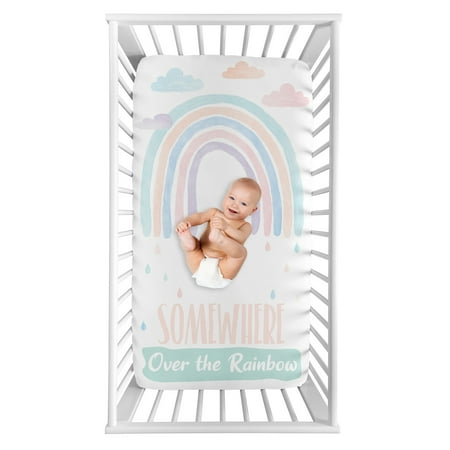 UPC: 0846480074410 | Pastel Rainbow Photo Op Fitted Crib Sheet by Sweet Jojo Designs