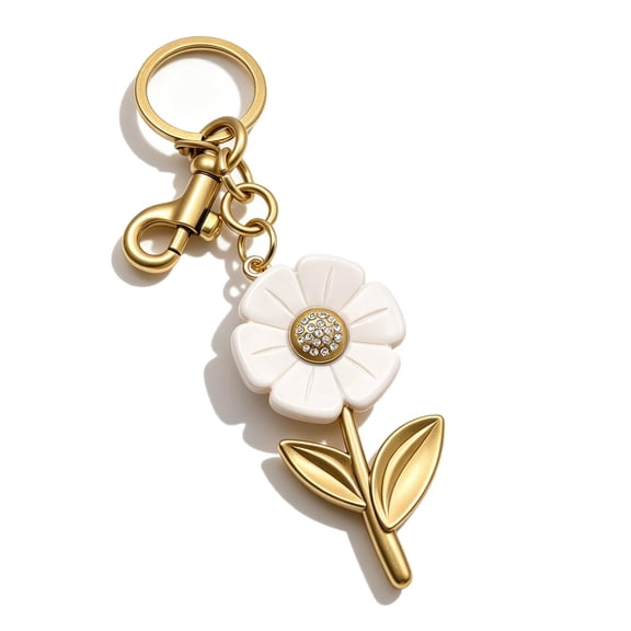 Daisy Bag Charm, Women Keychain Purse Accessory, Handbag Decoration and Key Chain Gold Daisy