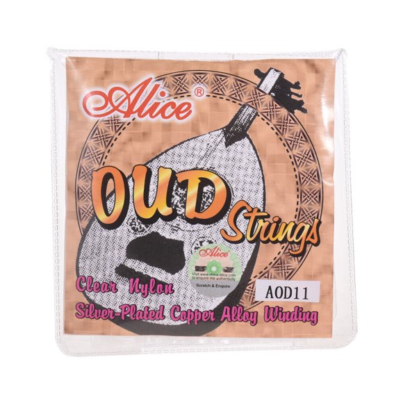 Alice Premium AOD11 Oud Strings Set - 11 Strings with Nylon Core & Silver-Plated Copper Alloy Winding for Rich, Clear Sound