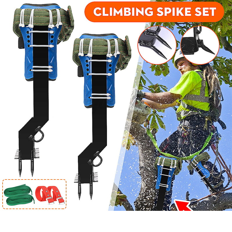 Tree Climbing Spikes,Tree Climbing Tool,304 Stainless Steel Five Claws 2 Gears,Tree Climbing Spike Set Safety Harness Strap Adjustable Lanyard Rope Rescue Belt
