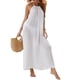 thumbnail image 1 of Lucakuins Mujeres Bikini Cover-ups Verano Color sólido Suelto Sin espalda Slit Halterneck Traje de baño para la playa Traje de baño Lucakuins  moda, 1 of 6