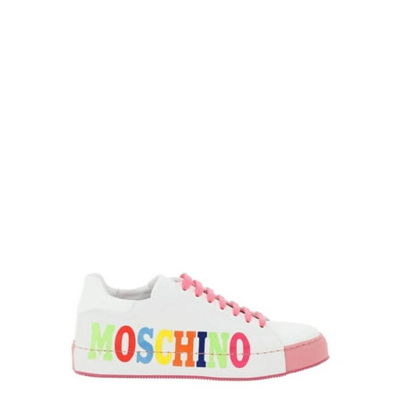

Moschino Ladies White /Fuchsia Logo Printed Low-top Sneakers Brand Size 37 ( US Size 7 )