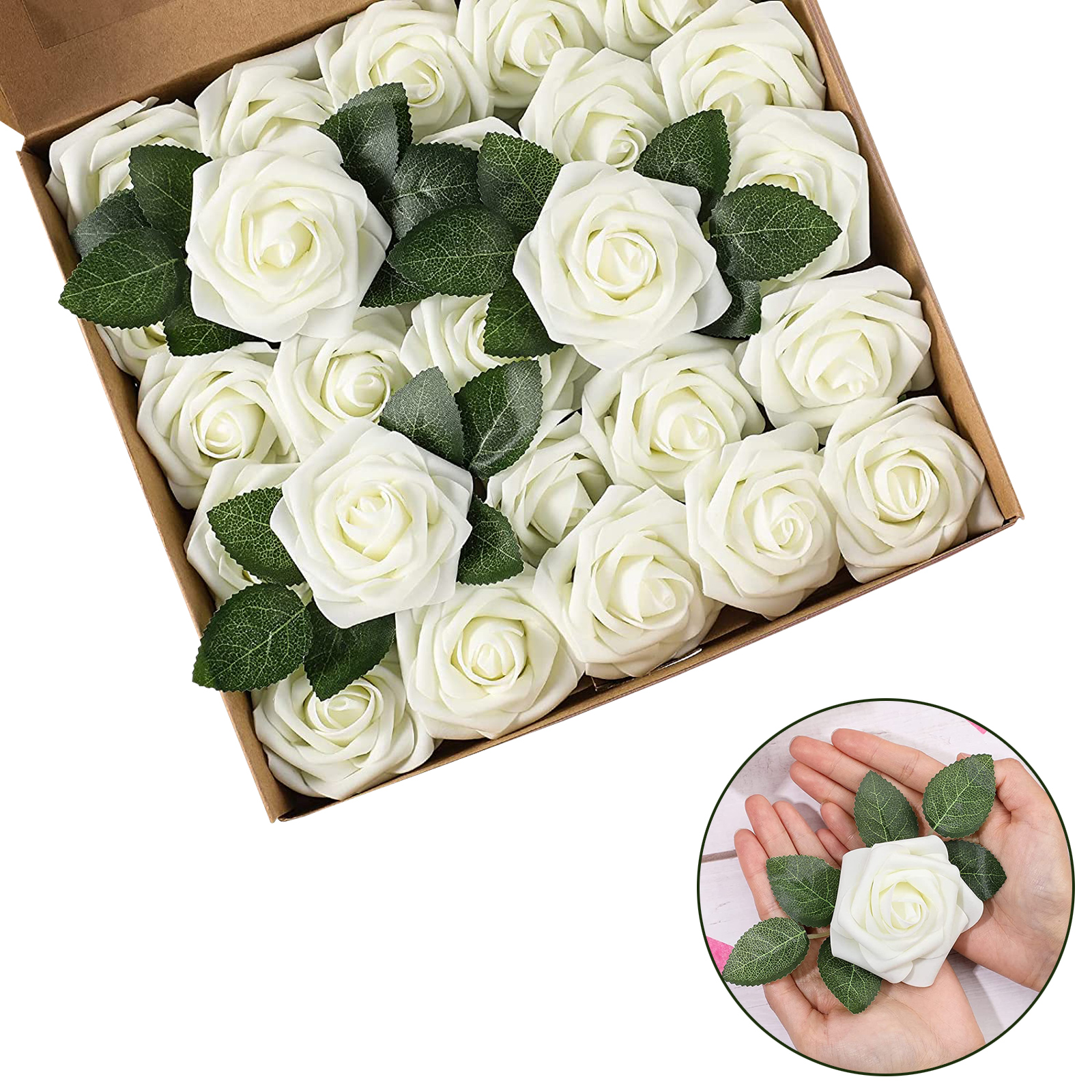 Artificial Foam Rose Flowers, 25 Pcs Fake Roses DIY Bouquets
