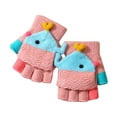 thumbnail image 2 of Kilaqueen Cute Cartoon Whale Kids Fingerless Gloves Cotton Winter Gloves Toddler Finger Mittens Knit Convertible Half Finger Mitten Flap 6-10 Years, 2 of 3