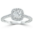 thumbnail image 1 of Bague de Fiançailles en Diamant Rond avec Coussin Halo en Platine 1 ct TDW, 1 of 1