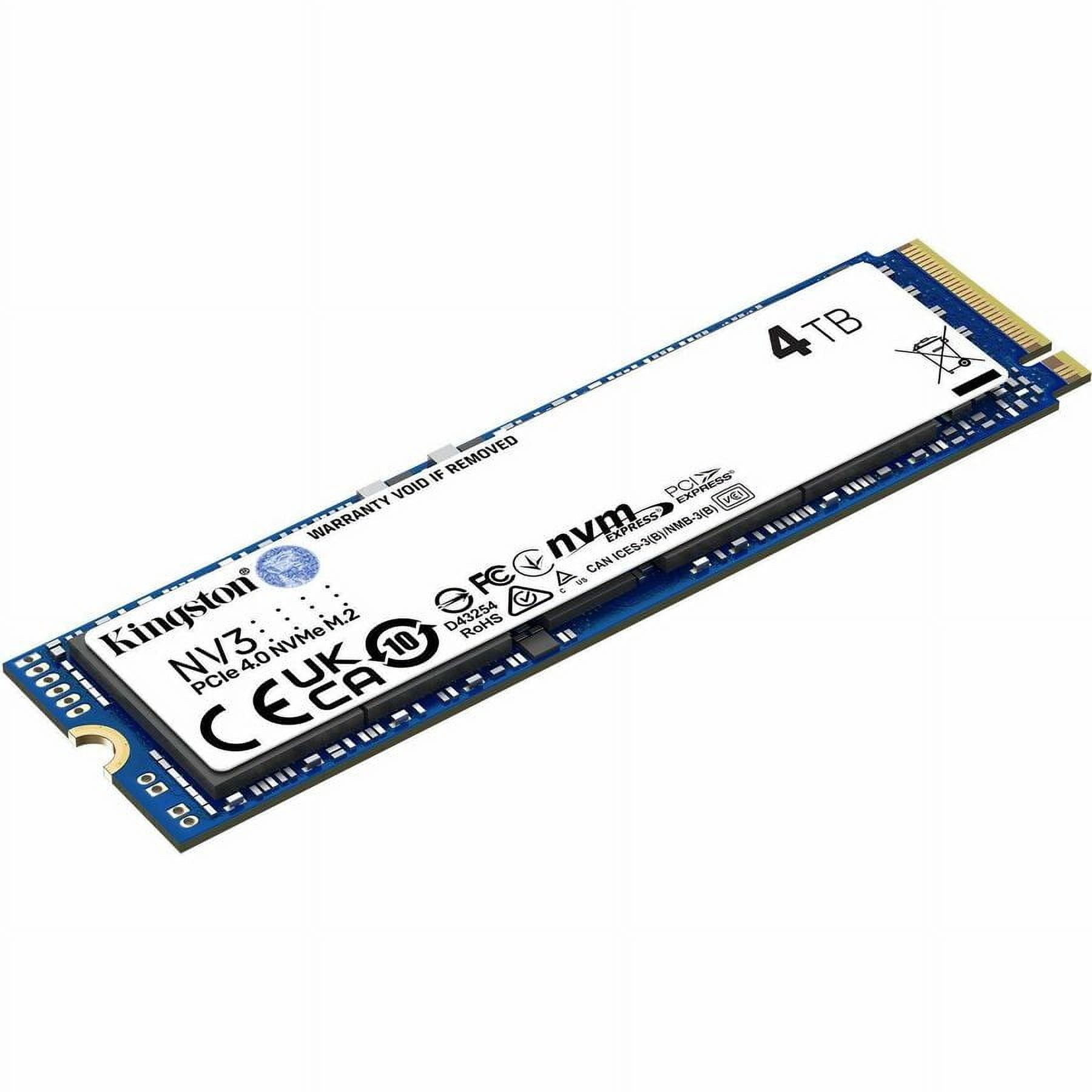 Kingston NV3 4 TB Solid State Drive - M.2 2280 Internal - PCI Express NVMe (PCI Express NVMe 4.0 x4) - Desktop PC, Notebook Device Supported - 1280 TB TBW - 1 Each