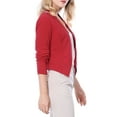 thumbnail image 5 of Women's Work Office Blazer Collarless Business Casual Suit Jacket Cropped Blazer XS Red, 5 of 9
