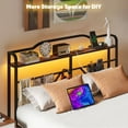 thumbnail image 4 of NISIEN Full Size Bed Frame with LED Storage Headboard & Charging Station, Metal Platform Bed, Black, 4 of 12