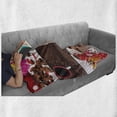 thumbnail image 6 of Coffee Soft Flannel Fleece Blanket, Coffee Themed Collage of Mugs Polka Dots Flowers Beans Muffins Close up Photography, Cozy Plush for Indoor and Outdoor Use, 50" x 70", Brown Red, by Ambesonne, 6 of 6