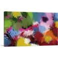 thumbnail image 1 of ARTCANVAS Green Blue Pink Orange Modern Rectangle Canvas Art Print - Size: 12" x 8" (0.75" Deep), 1 of 9