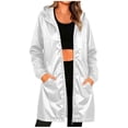 thumbnail image 4 of hoksml Women's Packable Hooded Rain Jacket, Water Resistant Full Zip Windproof Outerwear Coat with Storage Bag, 4 of 9