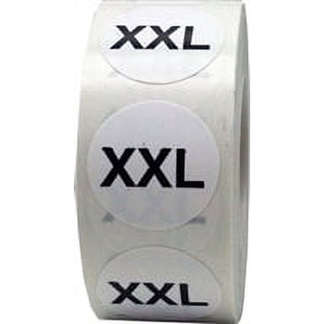 White Circle XXL Clothing Stickers | 0.75" Inch Round | 500 Pack