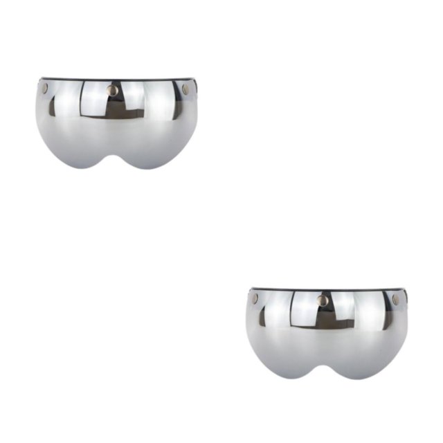 Sidaley Casco de motocicleta con visera en forma de W, cascos de moto, pantalla de protección solar a prueba de viento, botón pulsador, Plata 2piezas