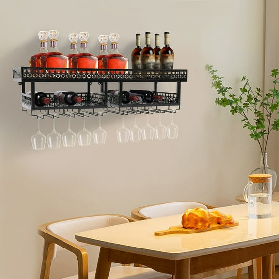 Bronze/ Black 120cm Wall-Mounted Wine Glass Rack Shelf Bar Drink Bottle Holder Storage Display for Home, Kitchen, Restaurant, Hotel, Bar