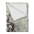 thumbnail image 2 of Tattoo Soft Flannel Fleece Throw Blanket, Pencil Drawing of a Brave Viking Warrior Armour Image Adventure, Cozy Plush for Indoor and Outdoor Use, 50" x 60", Grey and White, by Ambesonne, 2 of 5