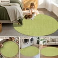 thumbnail image 6 of Vintage Fruit Green Round Area Rug 5 FT,Non Slip Bedroom Area Rug,Farmhouse Retro Solid Color Linen Texture Washable Soft Circular Carpet Floor Mat for Kitchen Dining Room Foyer Balcony Dorm, 6 of 9