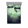 thumbnail image 2 of Ambesonne Fantasy Fitted Sheet & Pillow Sham Set, Underwater World Art, Twinxl, Green, 2 of 3