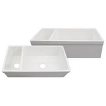 Whitehaus WHQDB542-WHITE Double Bowl Fireclay 36'' Farm Kitchen Sink White