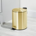 thumbnail image 2 of mDesign Round Metal 1.3 Gallon Step Trash Can - Lid, Removable Liner, Soft Brass, 2 of 7