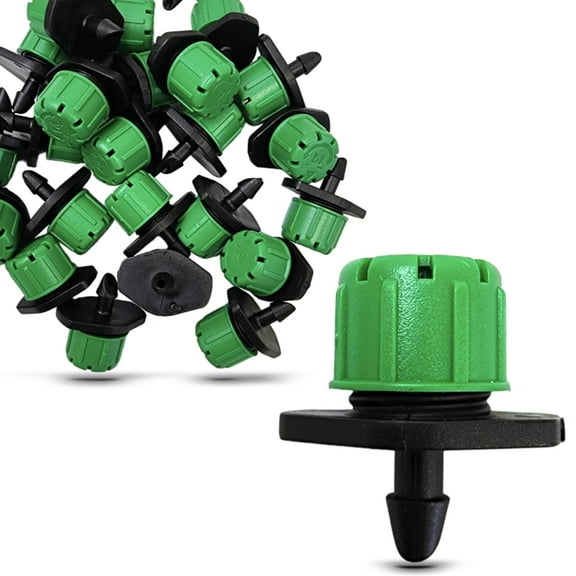 (25-Pack) - 1/4" Inch Universal Barbed Drip Emitter - Adjustable Flow 0-18.5 GPH Fit 1/4 (4-7mm) Drip Irrigation Tubing - Professional Grade (25 Pack Dripper Only)