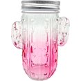 thumbnail image 1 of 14 oz Colorful Cactus Glass Mason Jar \u2013 Mix & Match 6 Vibrant Colors, Large & Durable! (Pink), 1 of 5