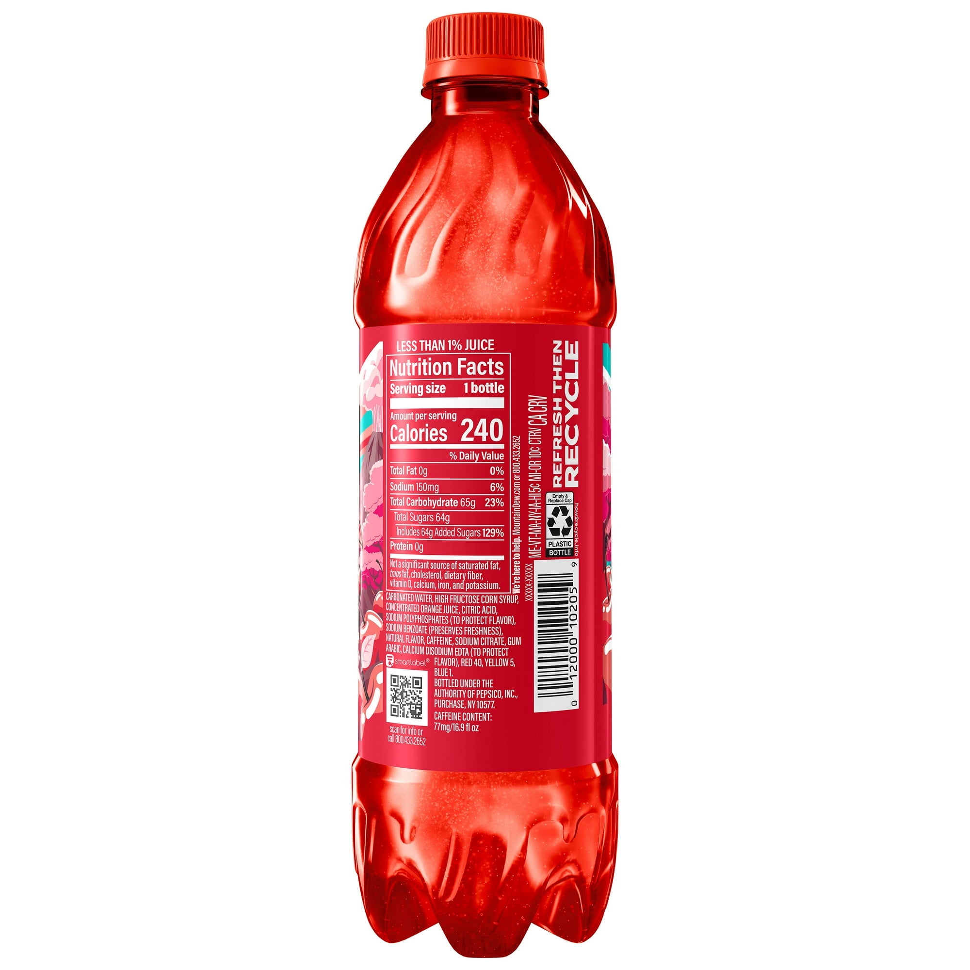Mountain Dew Code Red Cherry Soda Pop 16.9 fl oz, 6 Count Bottles -2 pack
