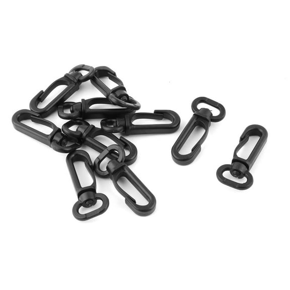 Unique Bargains Plastic Luggage Bag Tent Band Strap Rotary Swivel Snap Hook Buckle Black 13mm 10pcs
