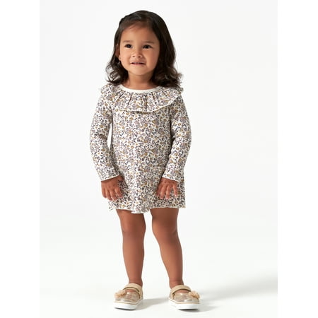 

Modern Moments by Gerber Baby Girl Ribbed Long Sleeve Dress & Diaper Cover Outfit Set 2 Piece Sizes 0/3-24 Months