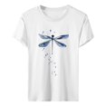 thumbnail image 3 of TSADFHJI Hauts de Vacances pour Femmes Fête Mode Décontractée Imprimée Col Rond Manches Courtes Pull T-Shirt S Bleu Clair, 3 of 3