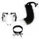 thumbnail image 5 of Diadema con orejas y cola de animales Fernando Cosplay de Lolita oreja de gato y gargantilla de cola larga Blanco negro, 5 of 8