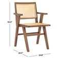 thumbnail image 3 of SAFAVIEH Couture Hattie Coastal Cane Solid Dining Armchair, Walnut/Natural (Set of 2), 3 of 13