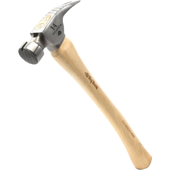 Big Horn 15151 14 Oz Tiger Titanium Framing Hammer – Curved Hickory Handle, Milled Face, Magnetic Nail Starter, Precision Balanced Titanium Head for Professional Framing and Construction