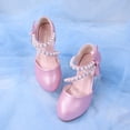 thumbnail image 7 of Rggeeun Baby Girls Sandals Solid Color Glitter Avarca Non- With Tie & Bead Strap Adjustable Narrow Micro-Wedge Mid Heel For Summer School Activities Adorable Shoes,Pink,4.5-5 Years, 7 of 7
