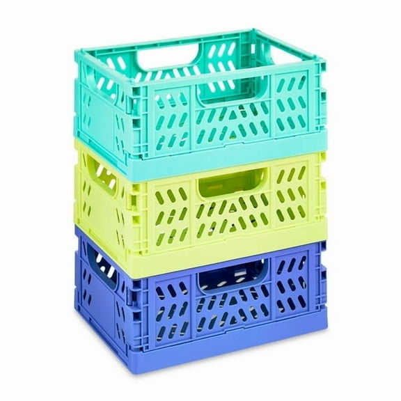 Mini Collapsible Crate, Assorted Blue